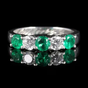 Antique Edwardian Emerald Diamond Ring 18Ct Plat Twist Ring Circa 1915