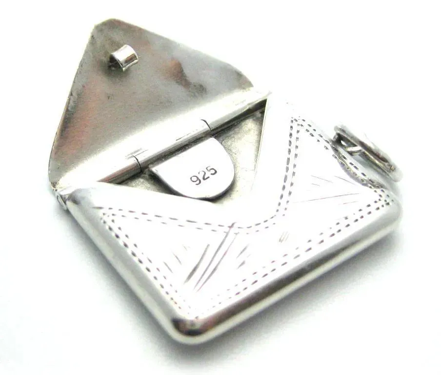 Antique Victorian Sterling Silver Stamp Case Charm Locket