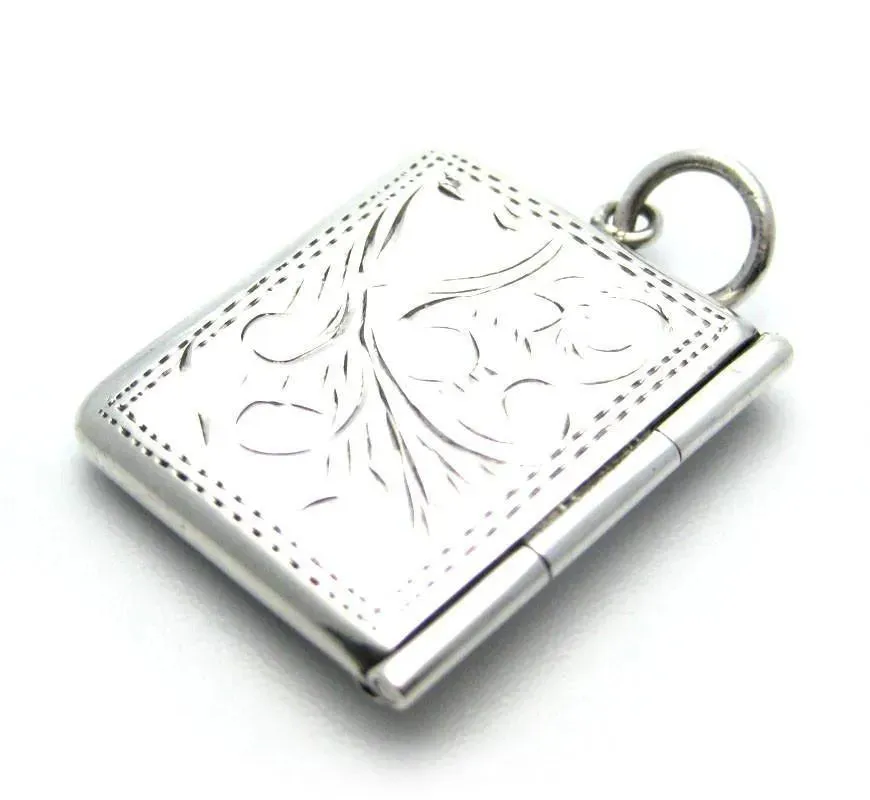 Antique Victorian Sterling Silver Stamp Case Charm Locket