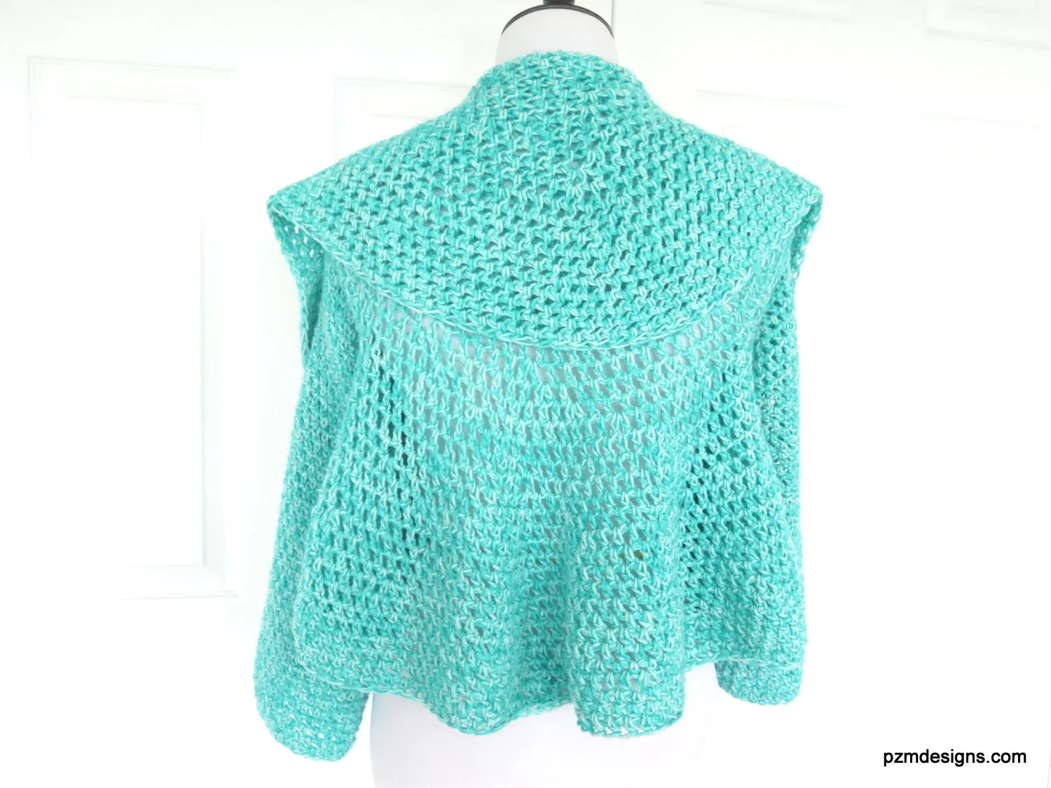 Aqua Plus Size Circle Shrug, Handmade Crochet