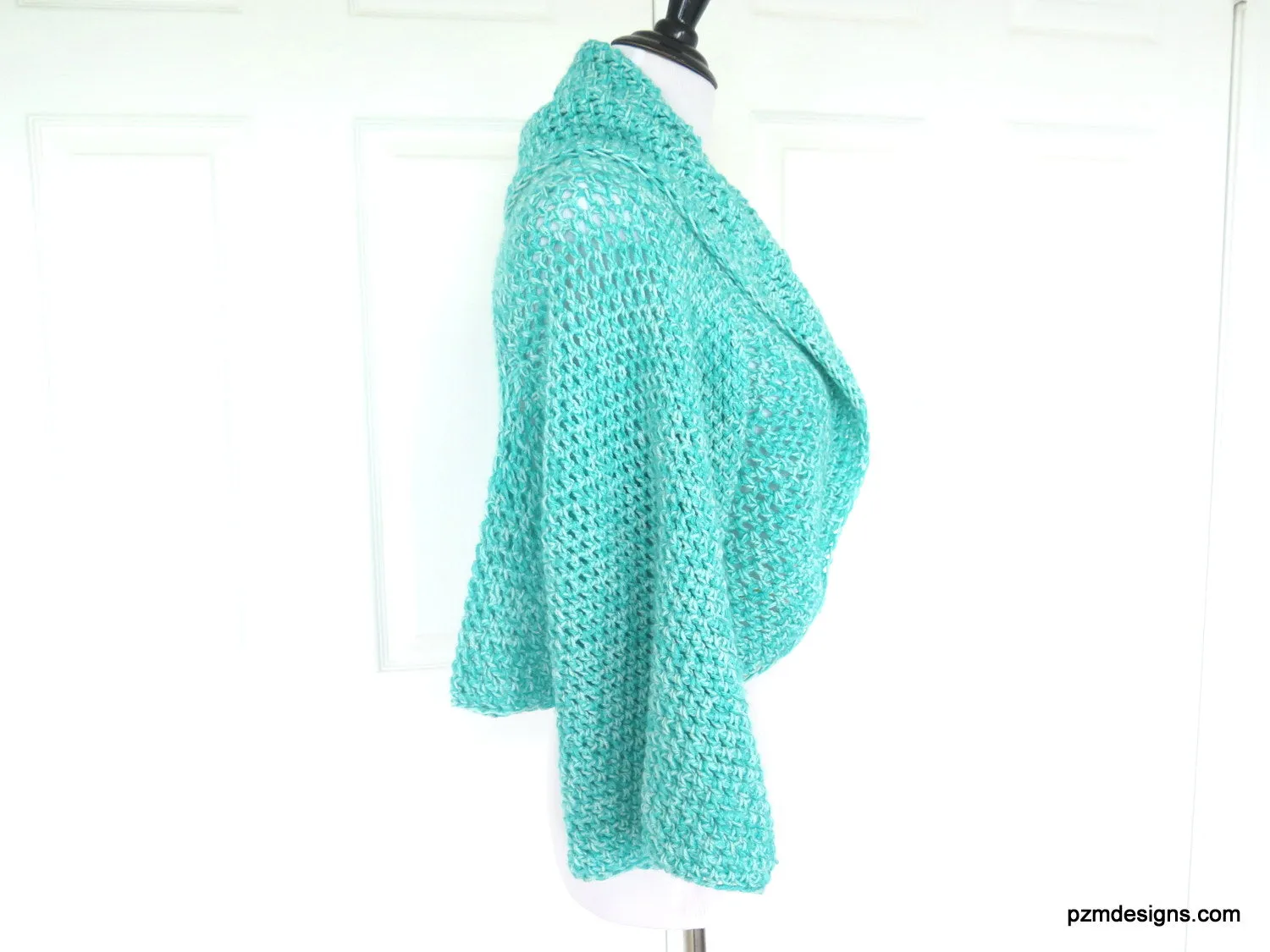 Aqua Plus Size Circle Shrug, Handmade Crochet