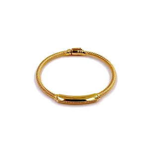 Ashley Gold Stainless Steel Gold Plated CZ Plate ID Bangle Bracelet