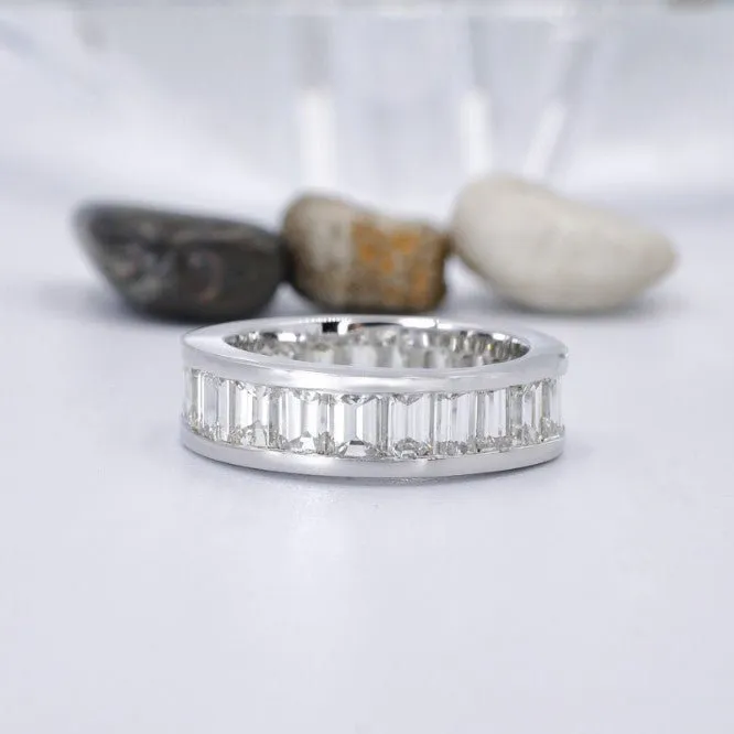 Astonishing 4.00 CT Emerald Cut Diamonds - Eternity Ring in Platinum