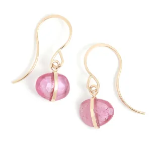 Bezel Wrapped Pink Sapphire Drop Earrings