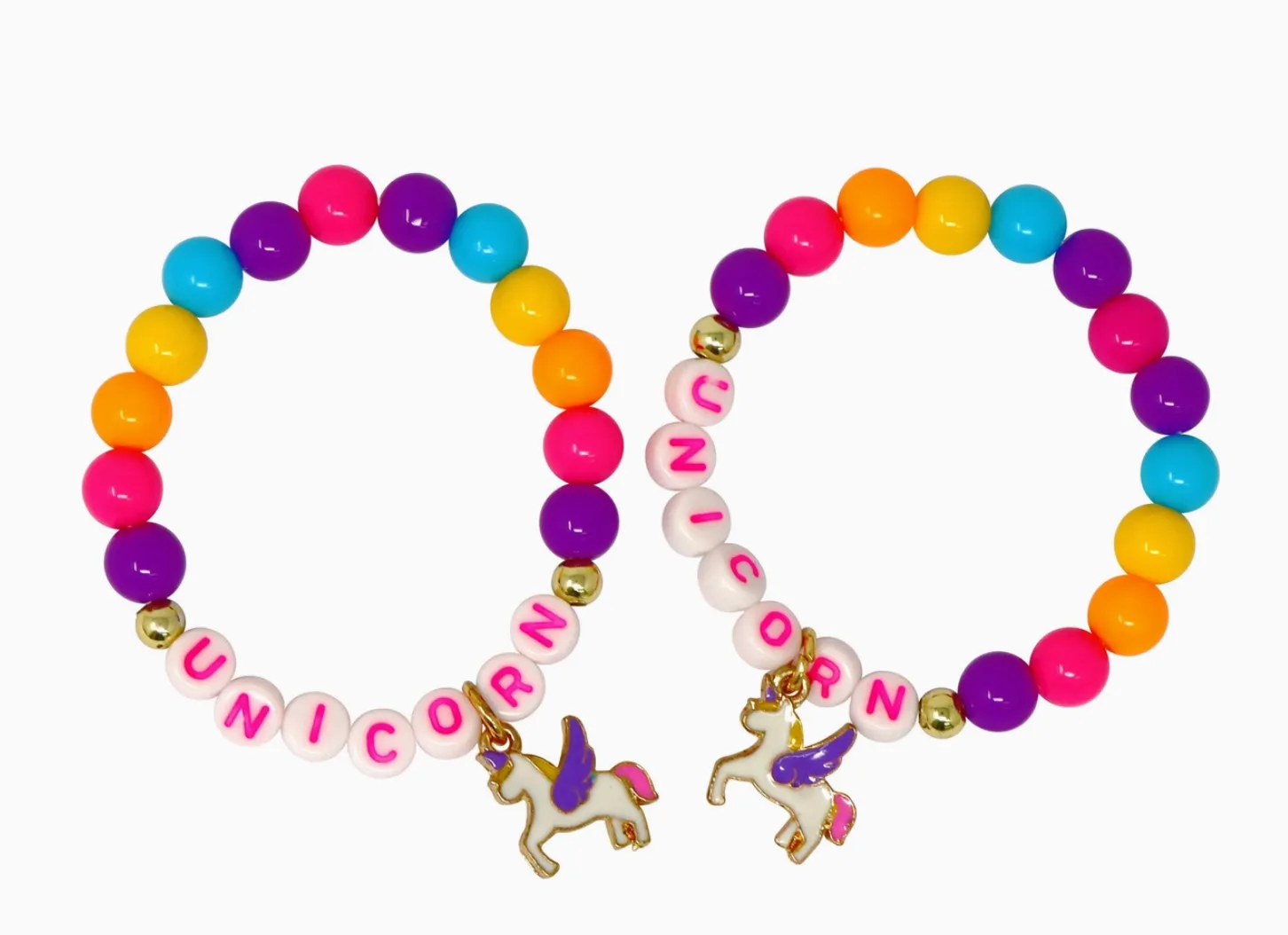 Bff Unicorn Rainbow Pearl Bracelet Set