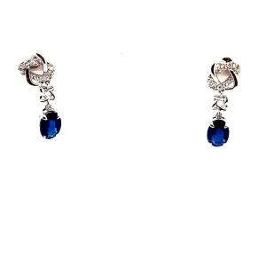 Blue Sapphire Diamond Dangle Earrings