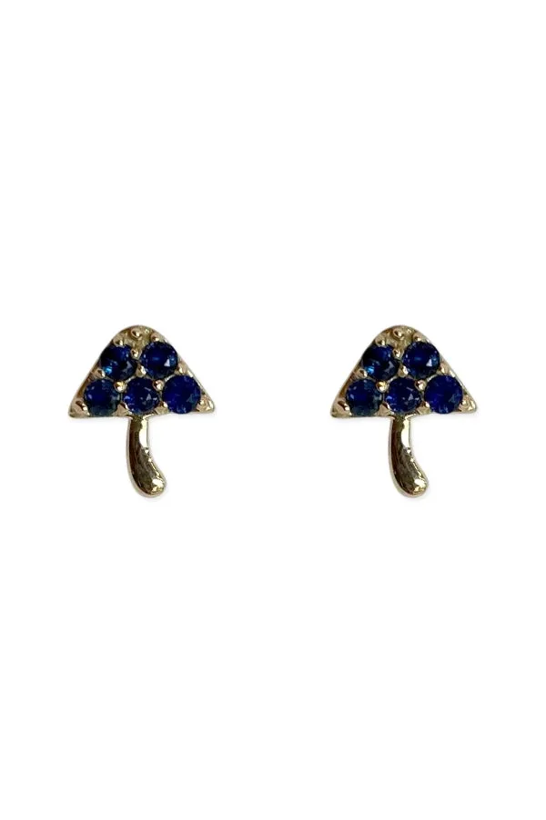 Blue Sapphire Mini Mushroom Studs