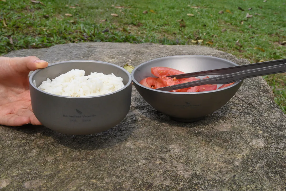 Boundless Voyage Titanium Double-Wall Bowl for Adult Children Outdoor Camping Tableware 420ml