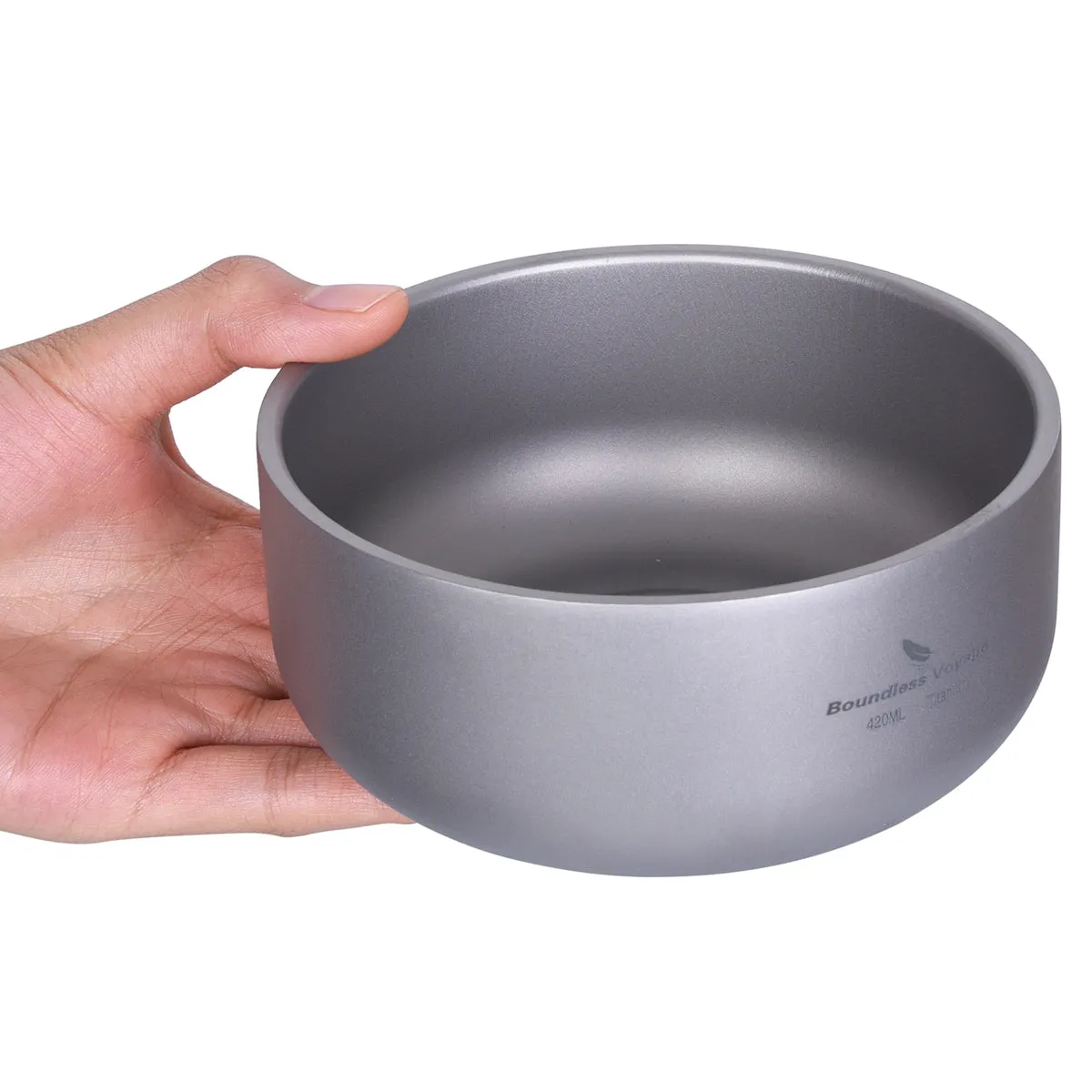 Boundless Voyage Titanium Double-Wall Bowl for Adult Children Outdoor Camping Tableware 420ml