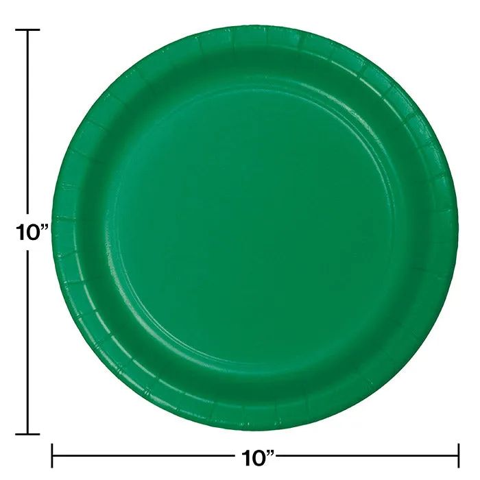 Bulk Emerald Green Sturdy Style Paper Banquet Plates 10.25 inch (240 per Case)