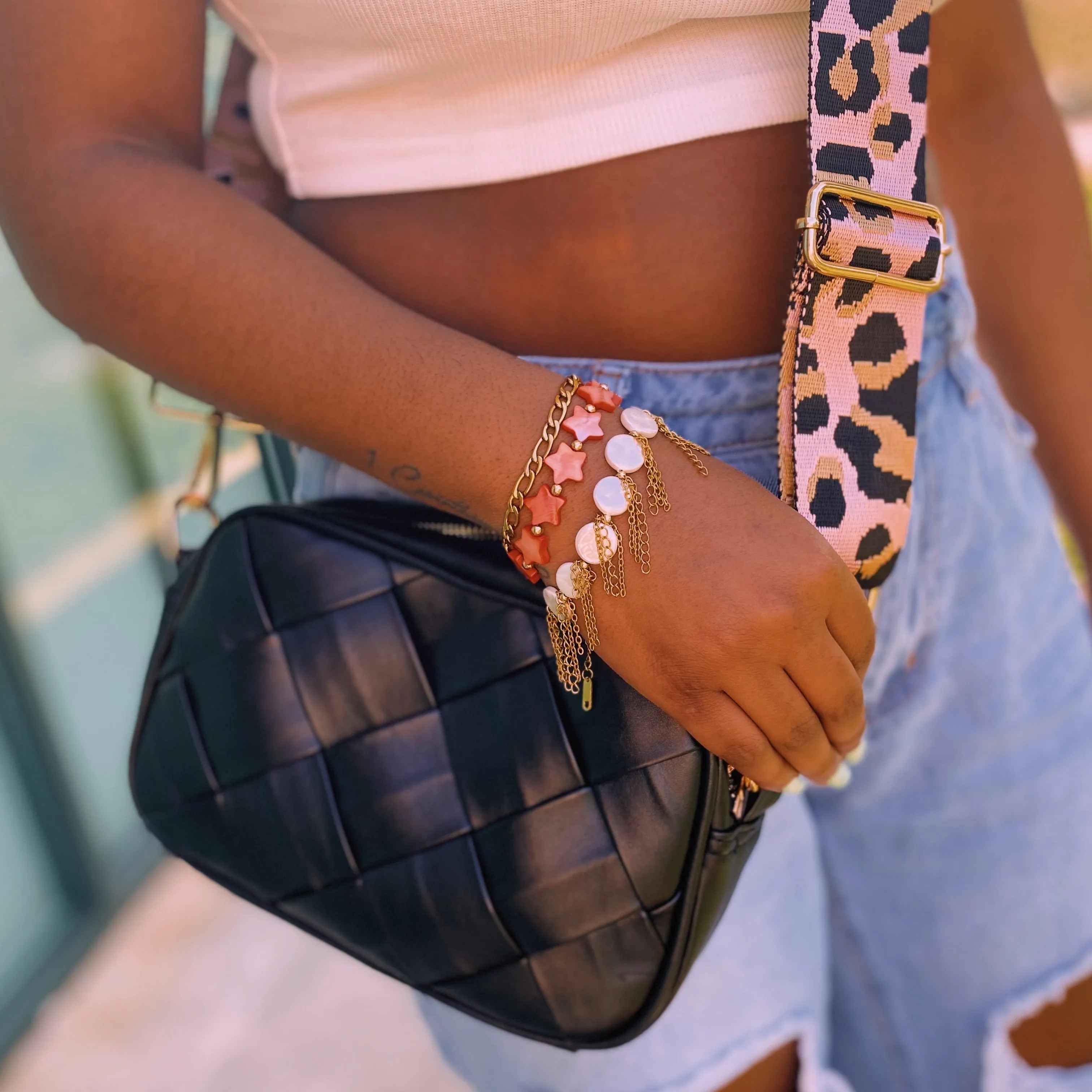 Chain Fringe Shell Pearl Bracelet