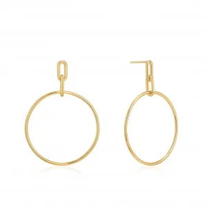 Chain Reaction Shiny Gold Cable Link Hoop Earrings E021-07G