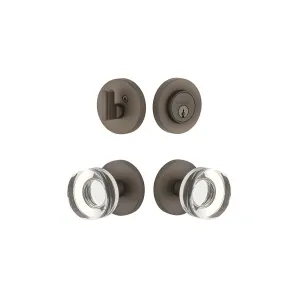 Circolo Rosette Entry Set with Circolo Crystal Knob in Titanium Gray