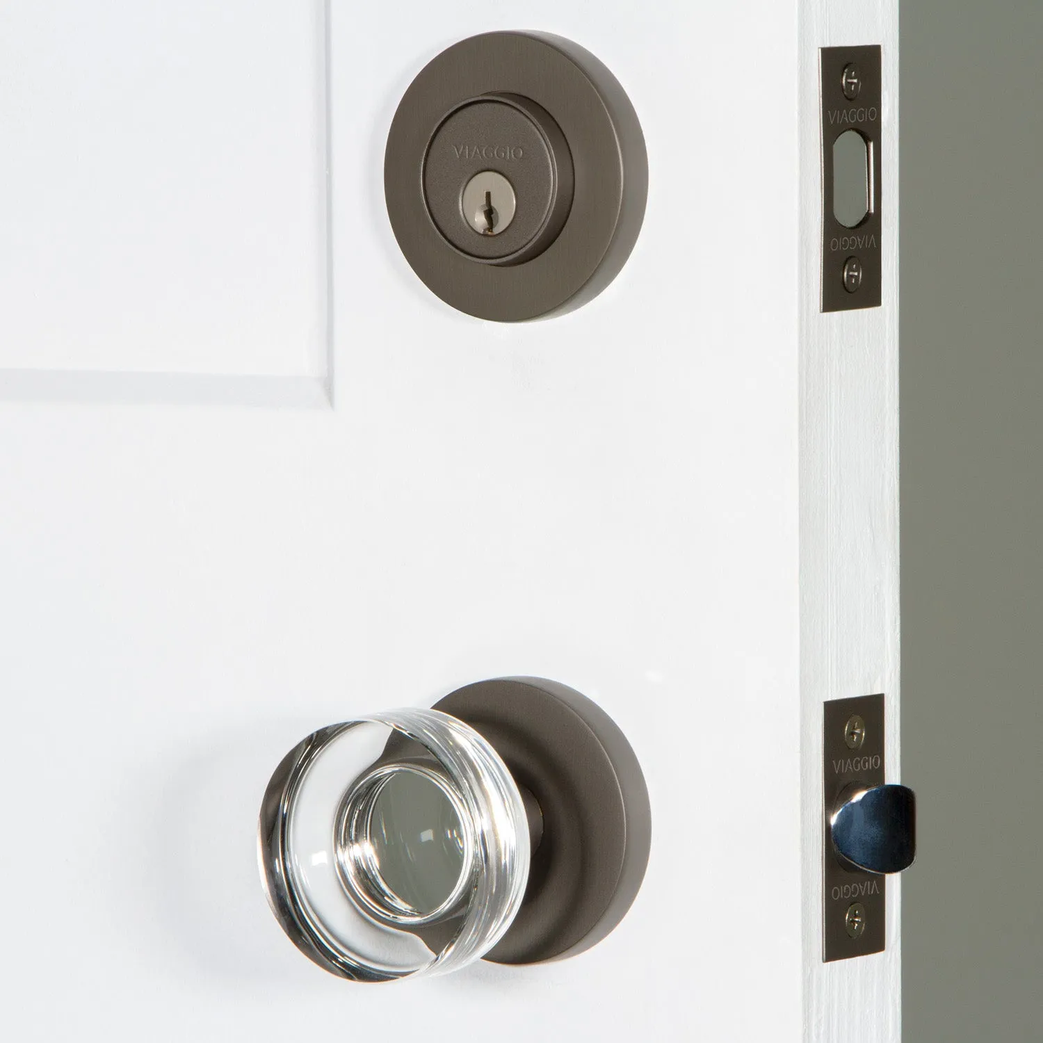 Circolo Rosette Entry Set with Circolo Crystal Knob in Titanium Gray