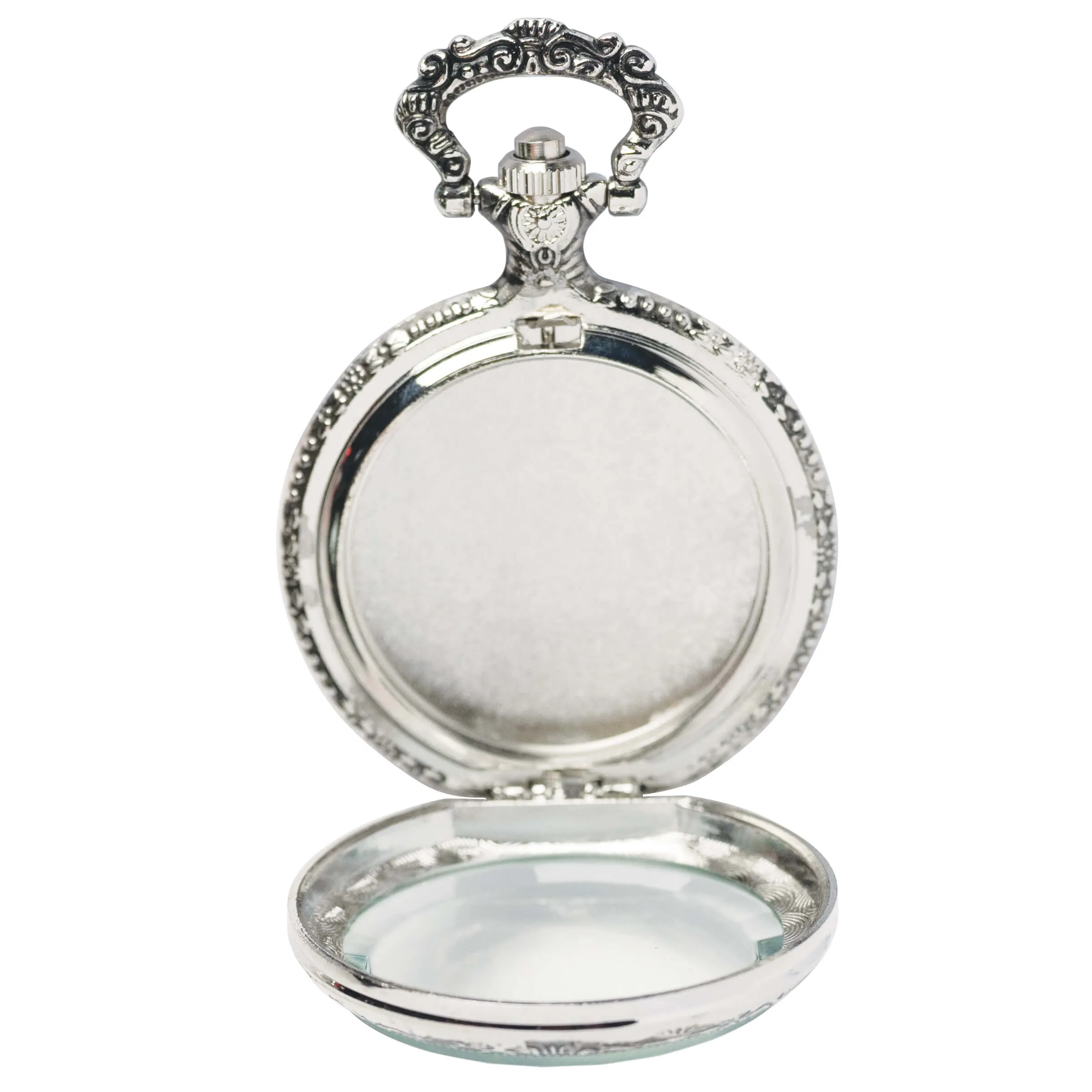 Clear Front Pocket Watch Case - Ant. Imitation Silver