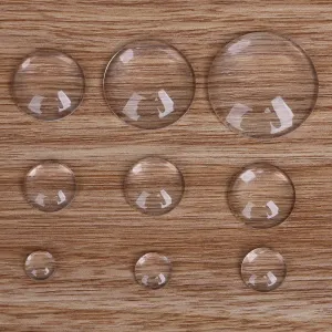 Clear Round Glass Cabochon Flatback 6-62mm Magnifiying Dome Blank Vase Filler Bottle Cap Seal Cover Cameo Tile Small 1/4" Large 1" 2" DIY