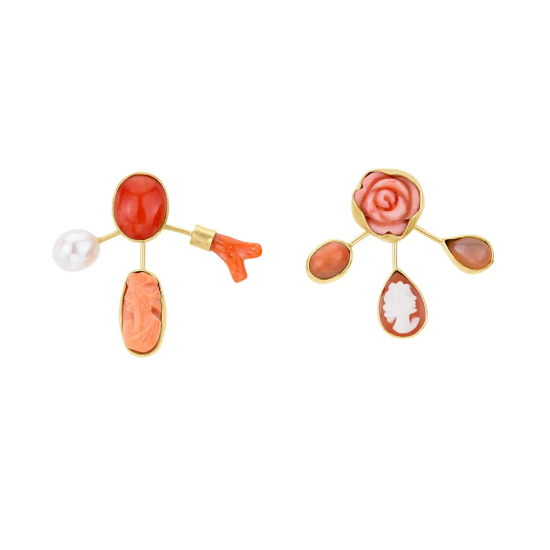 Coral Ear Jacket Earrings