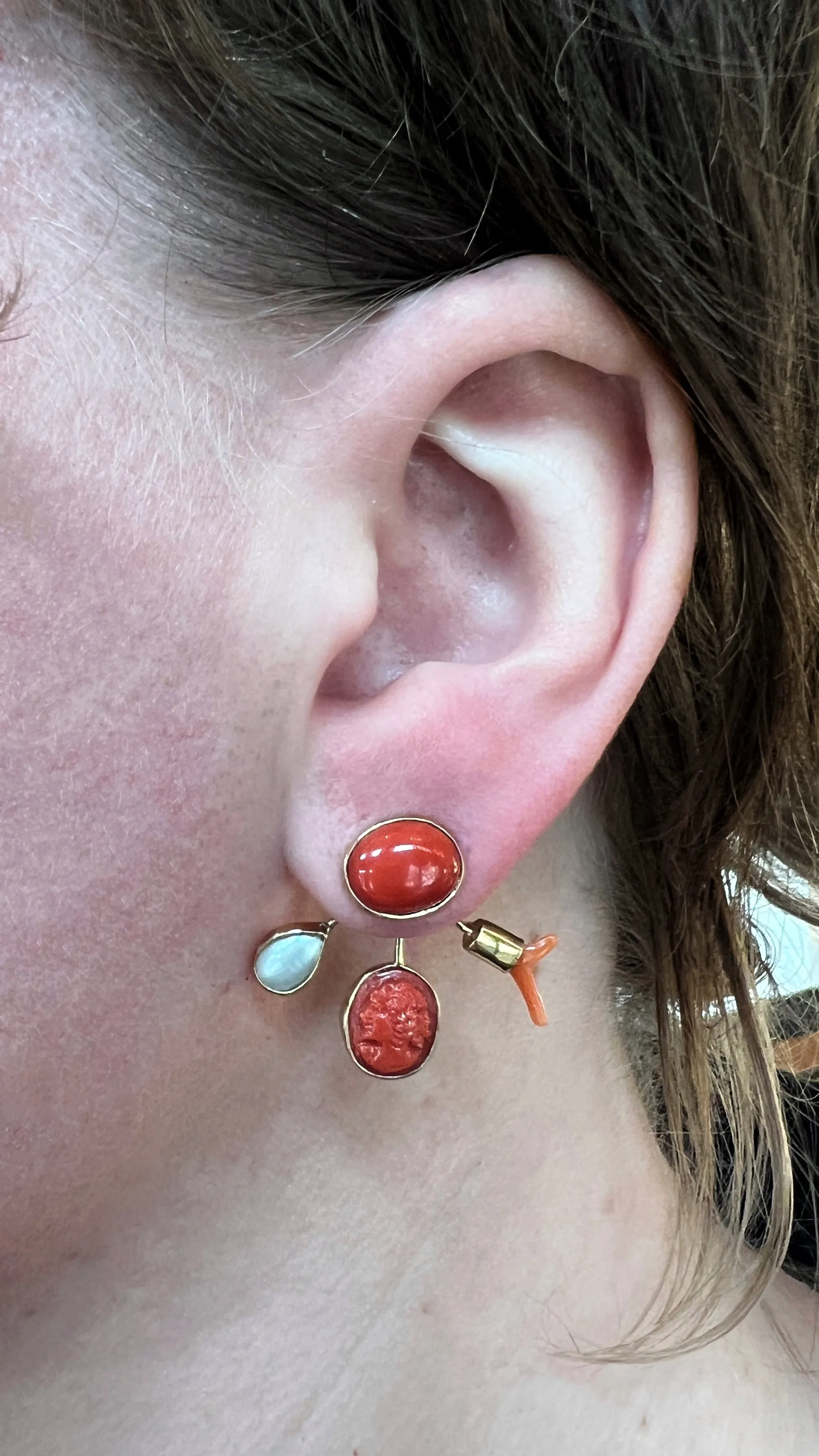 Coral Ear Jacket Earrings