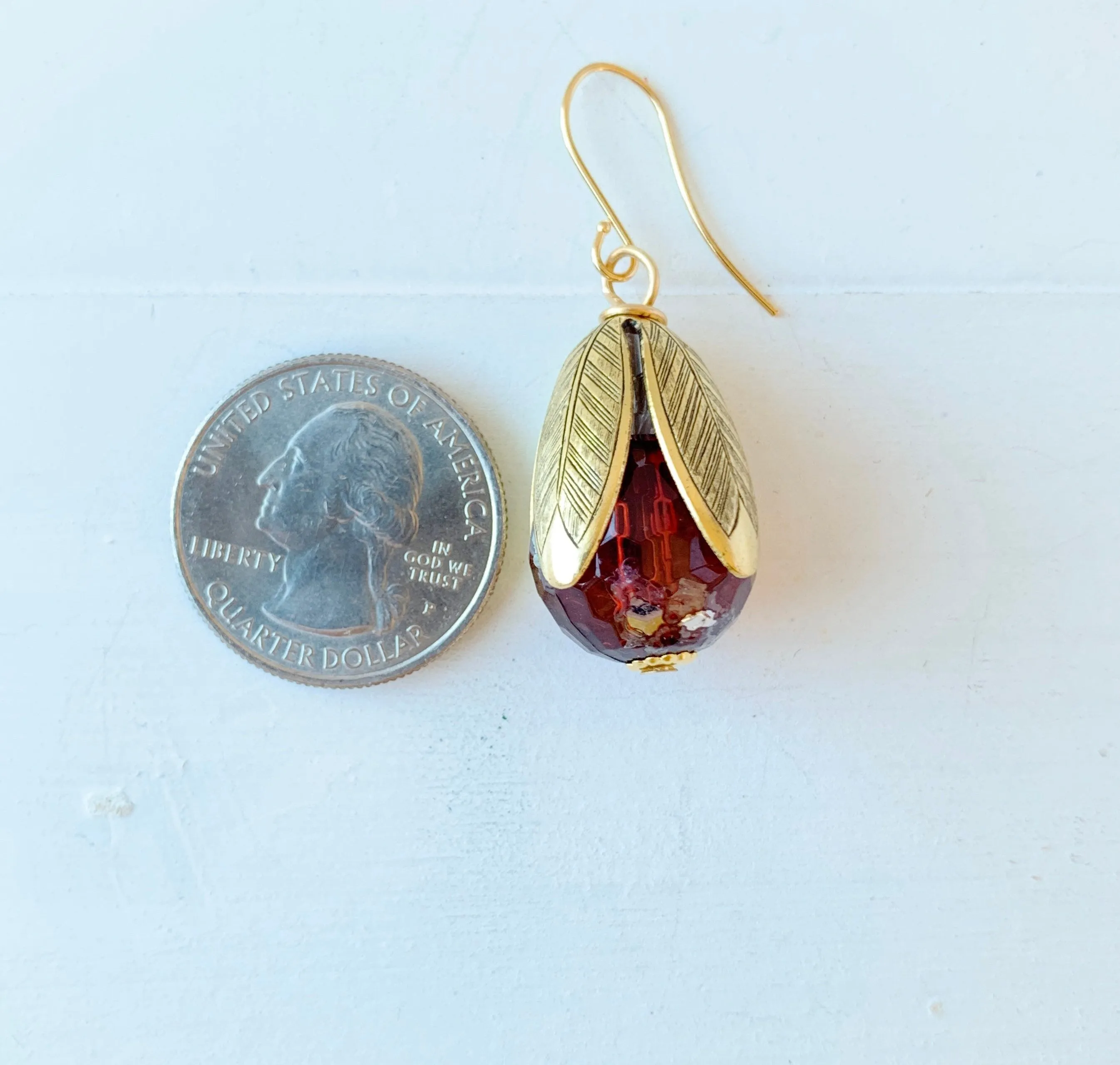 Crackle Lucite Bead Cap Earring