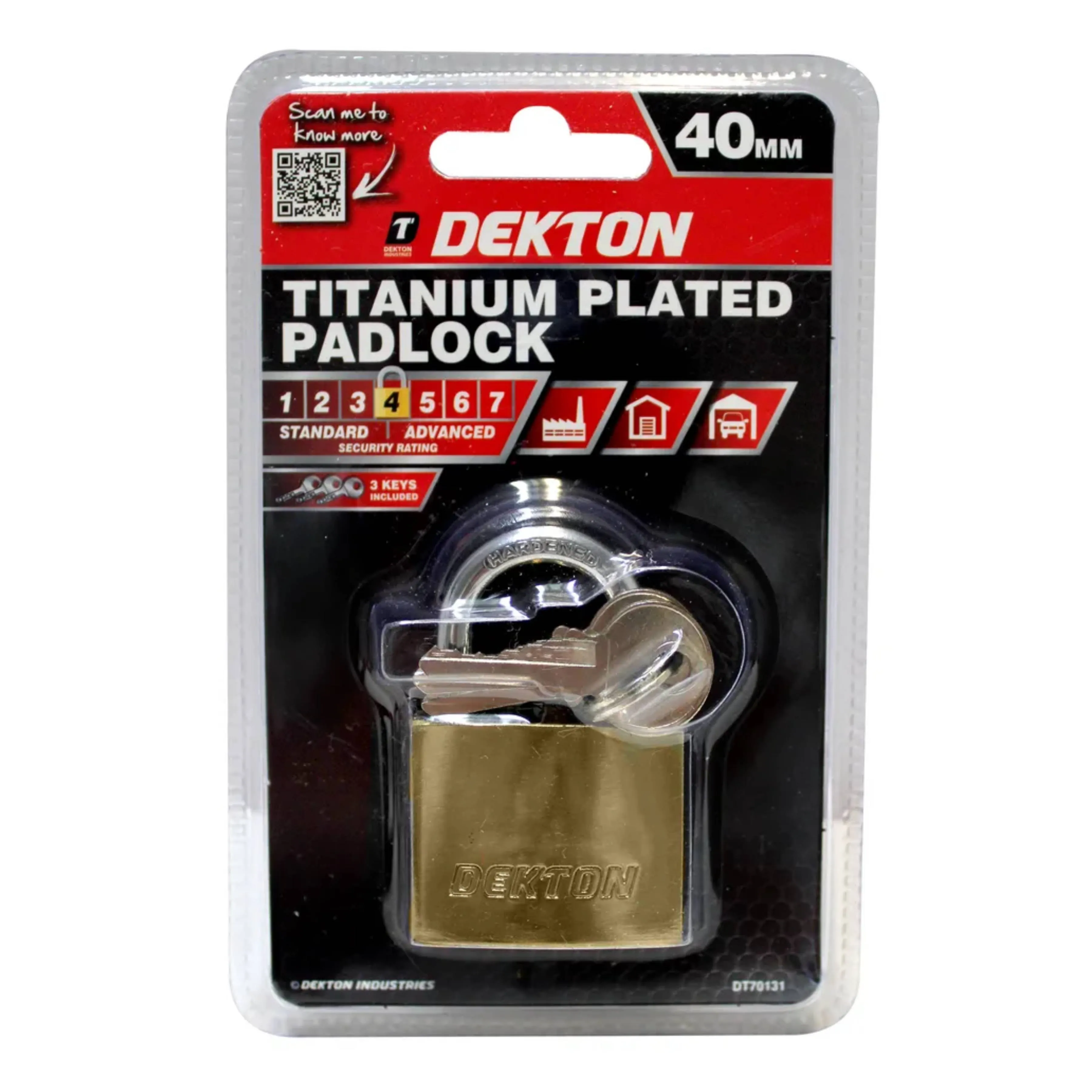 DEKTON 40mm Titanium Plated Iron Padlock