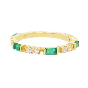 Diamond and Emerald Stackable Band