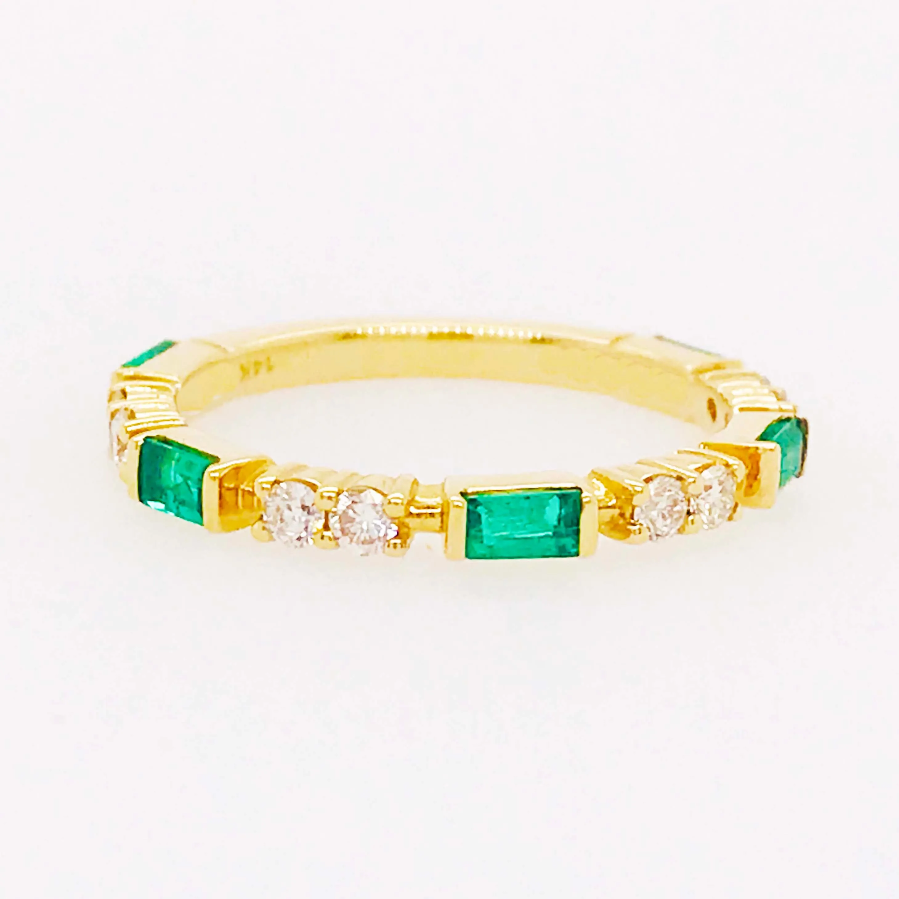 Diamond and Emerald Stackable Band