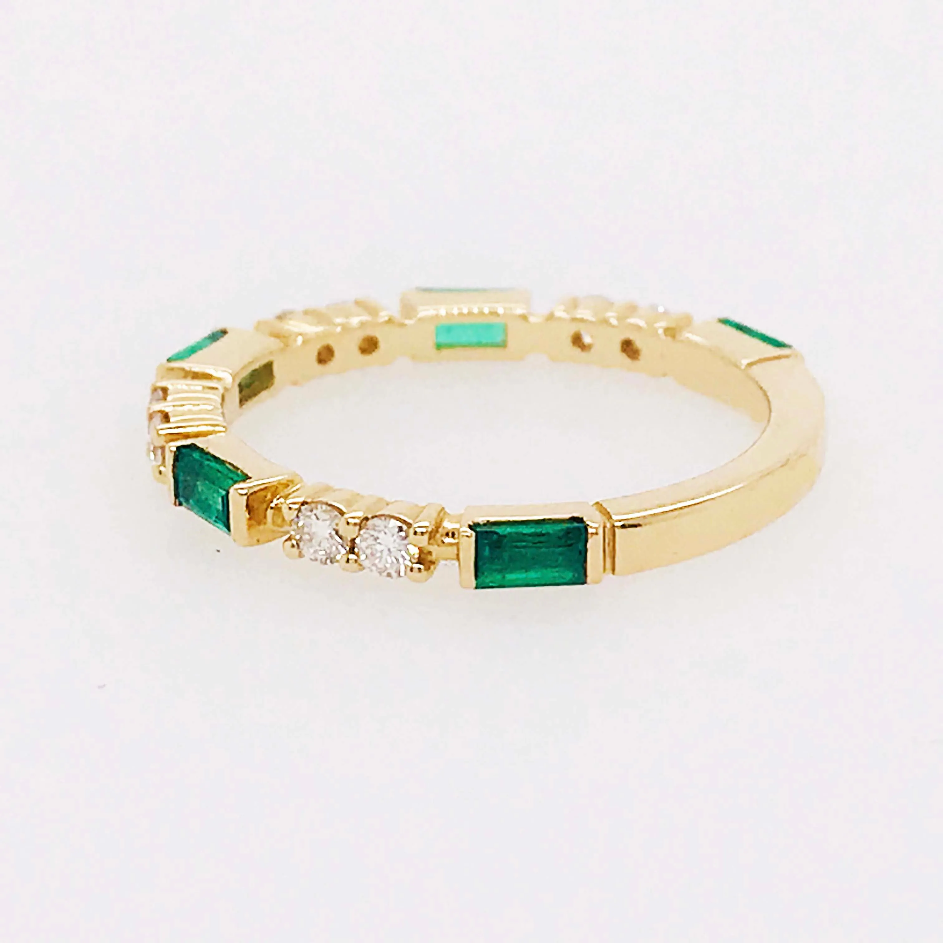 Diamond and Emerald Stackable Band