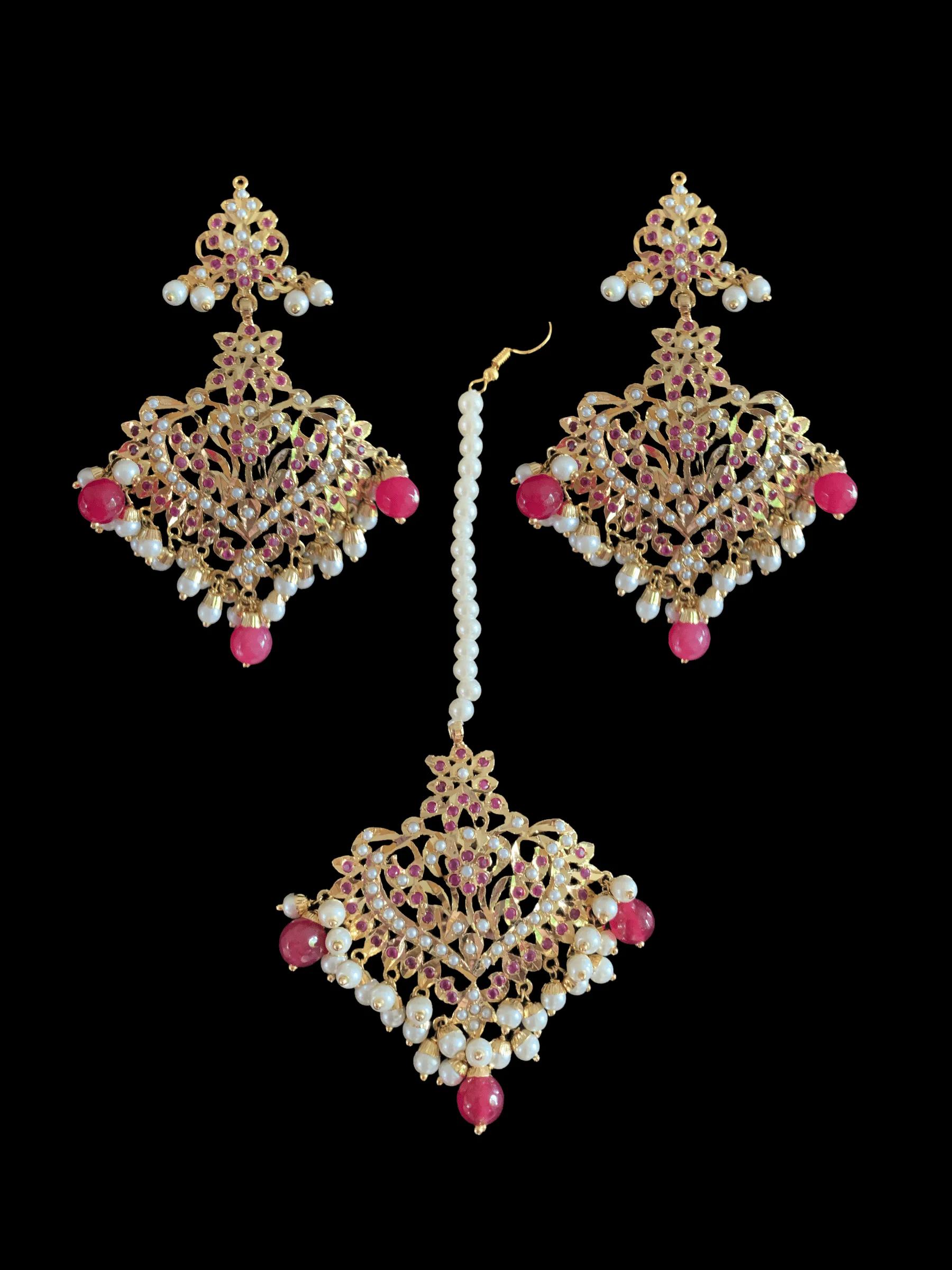 DJET107 Afreen Ruby earrings tika ( READY TO SHIP )