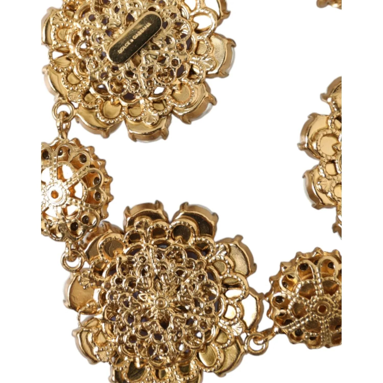 Dolce & Gabbana Gold FIORI BLOOMING Floral Baroque Crystals Bracelet