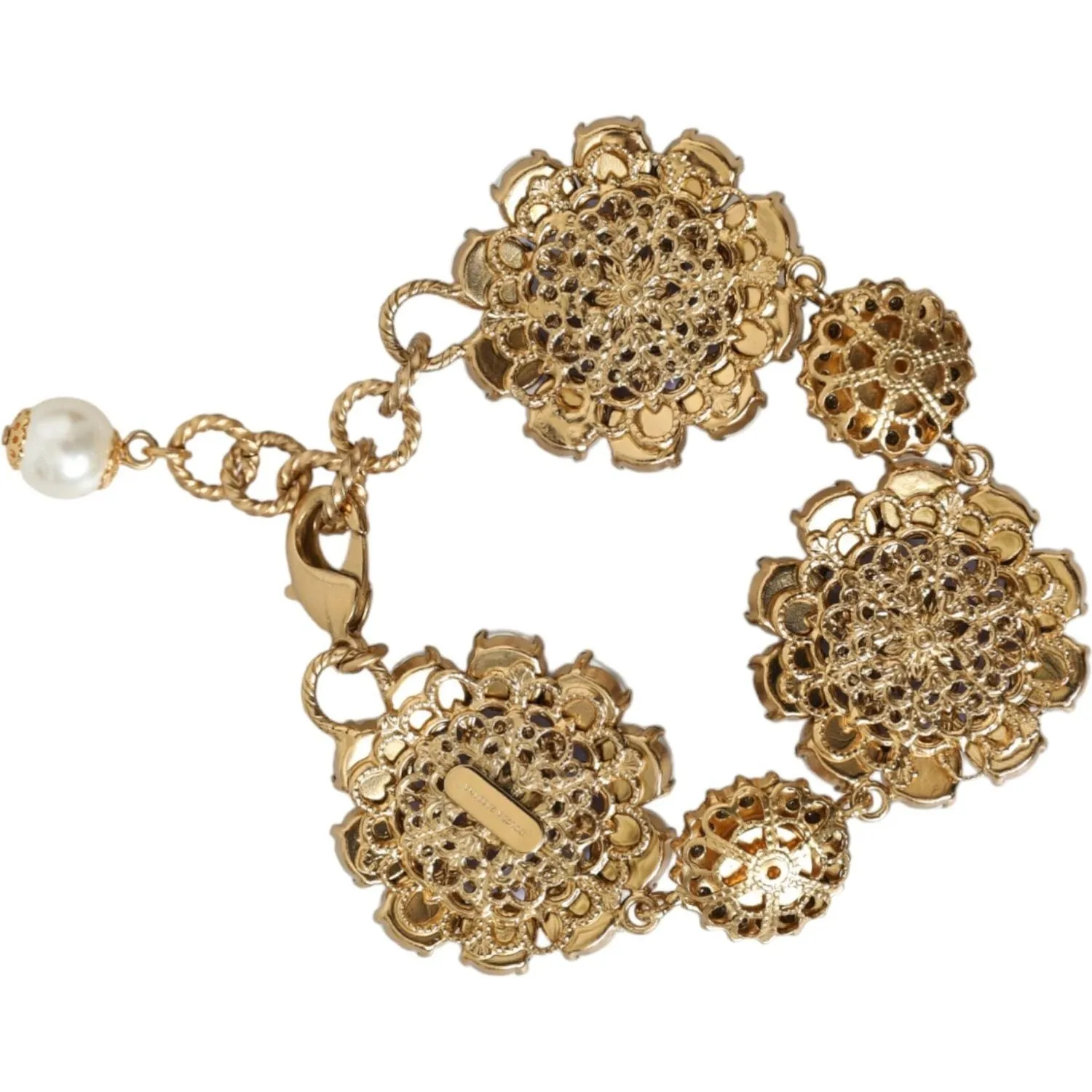 Dolce & Gabbana Gold FIORI BLOOMING Floral Baroque Crystals Bracelet