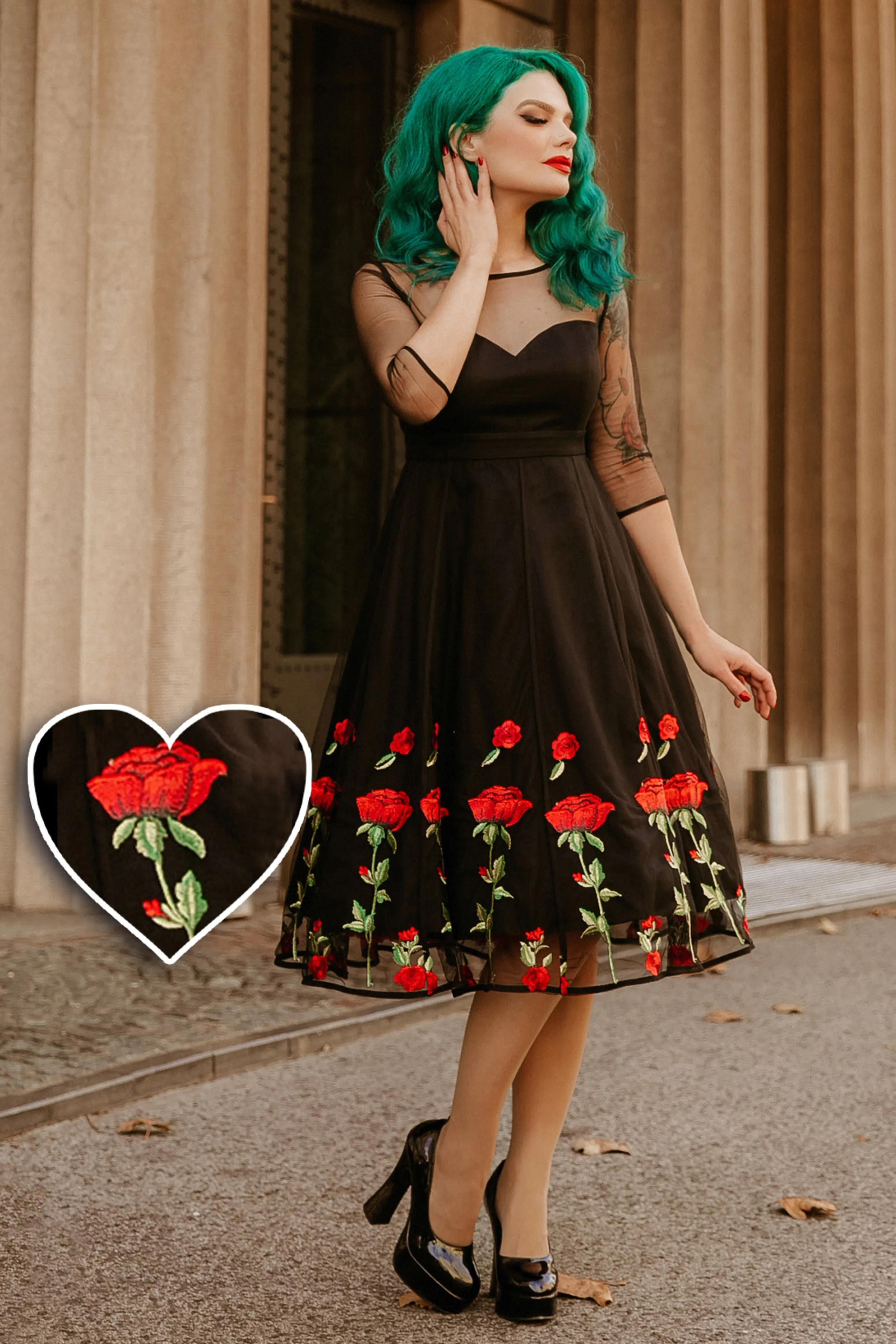 Dolly And Dotty Sweetheart Neckline Black Swing Dress