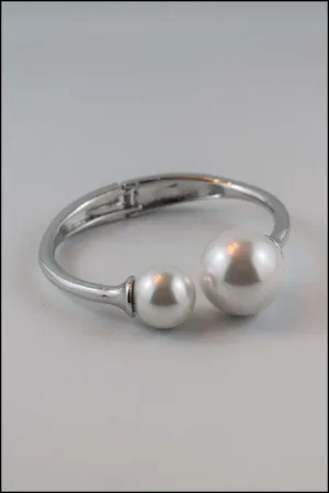 Double Pearl Hinge Bangle Bracelet