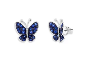 Earrings Butterfly Blue Sapphire in 18kt Gold