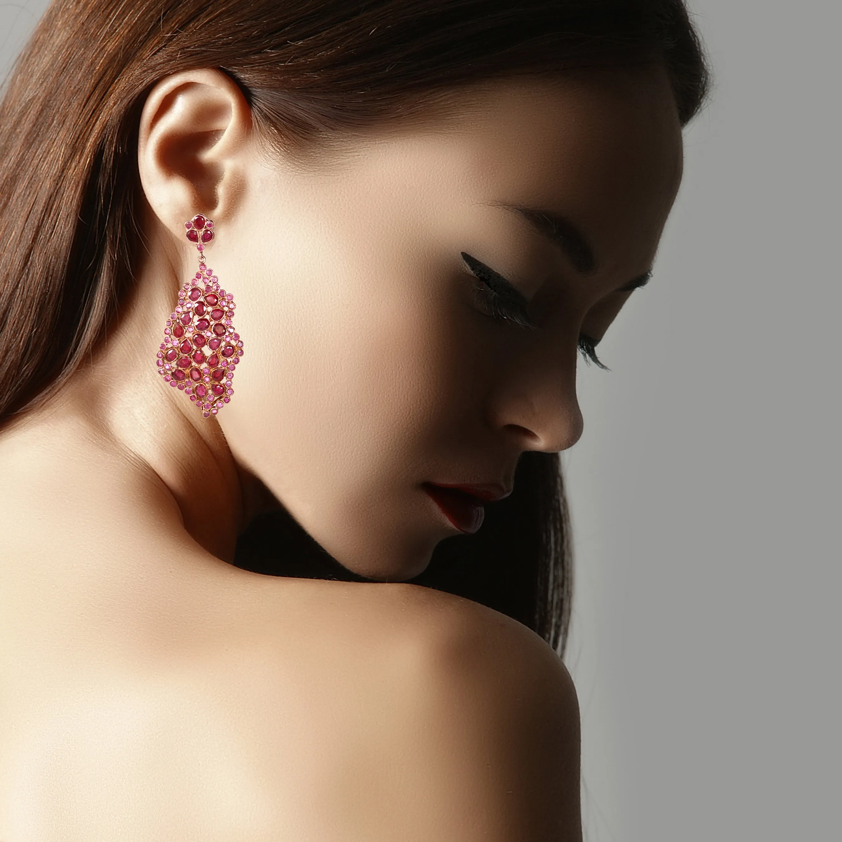 Earrings - Free Form Ruby