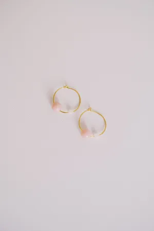 earrings - stone hoops - rose / moonstone