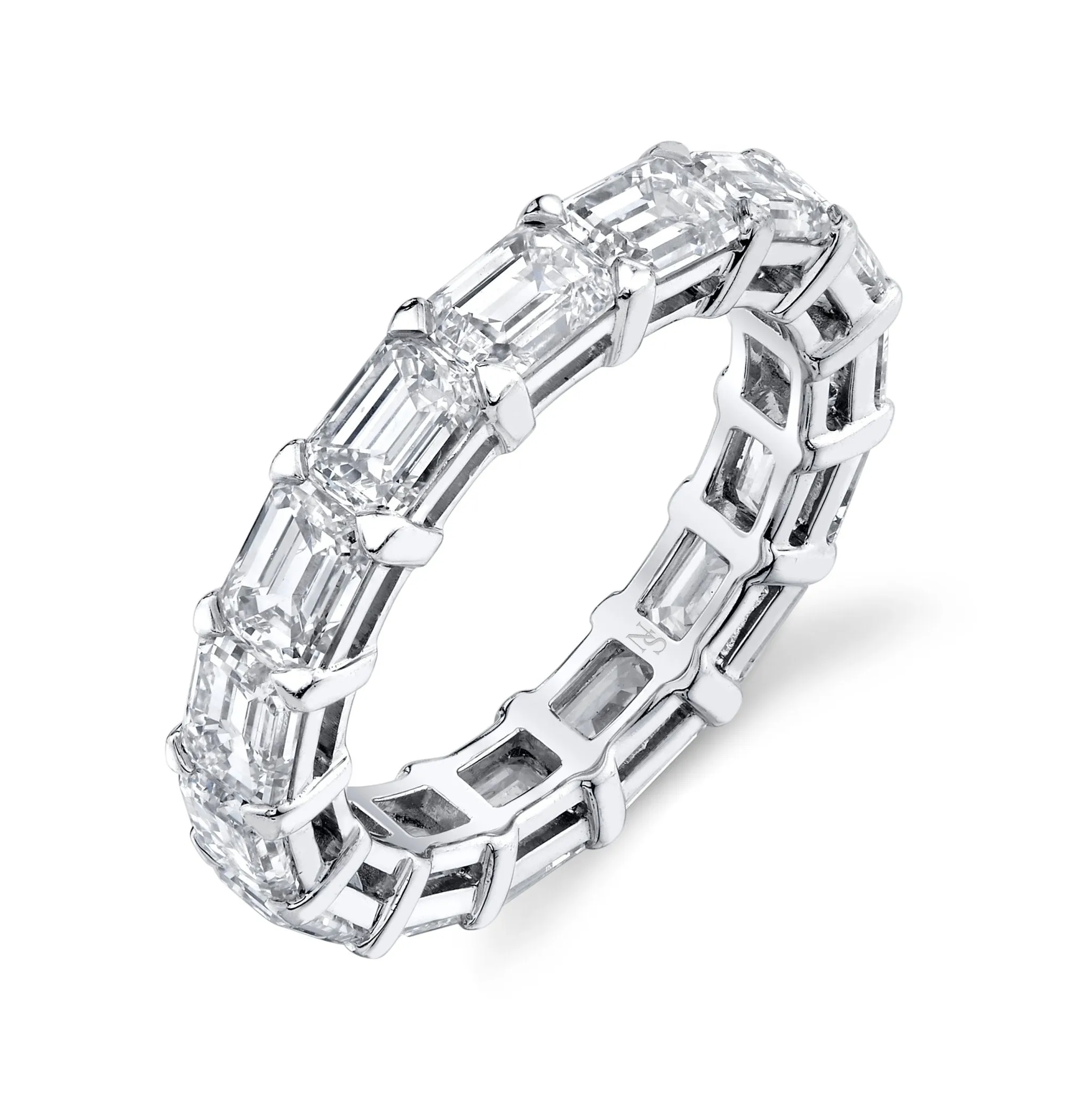 East West Emerald Cut Diamonds Eternity Band in Platinum