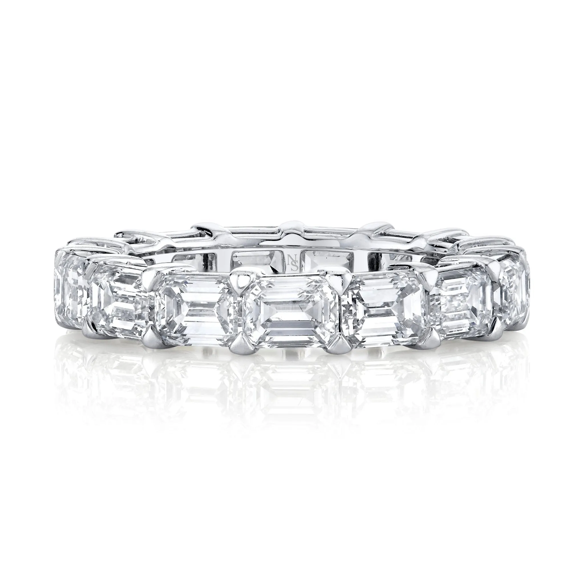 East West Emerald Cut Diamonds Eternity Band in Platinum