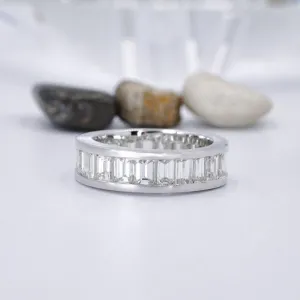 Exquisite 7.00CT Emerald Cut Diamond Eternity Ring in 14KT White Gold