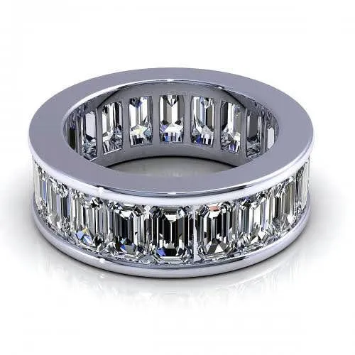 Exquisite 7.00CT Emerald Cut Diamond Eternity Ring in 14KT White Gold