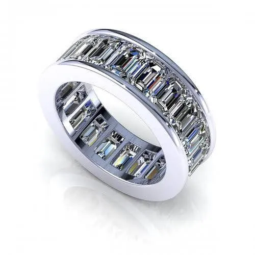 Exquisite 7.00CT Emerald Cut Diamond Eternity Ring in 14KT White Gold