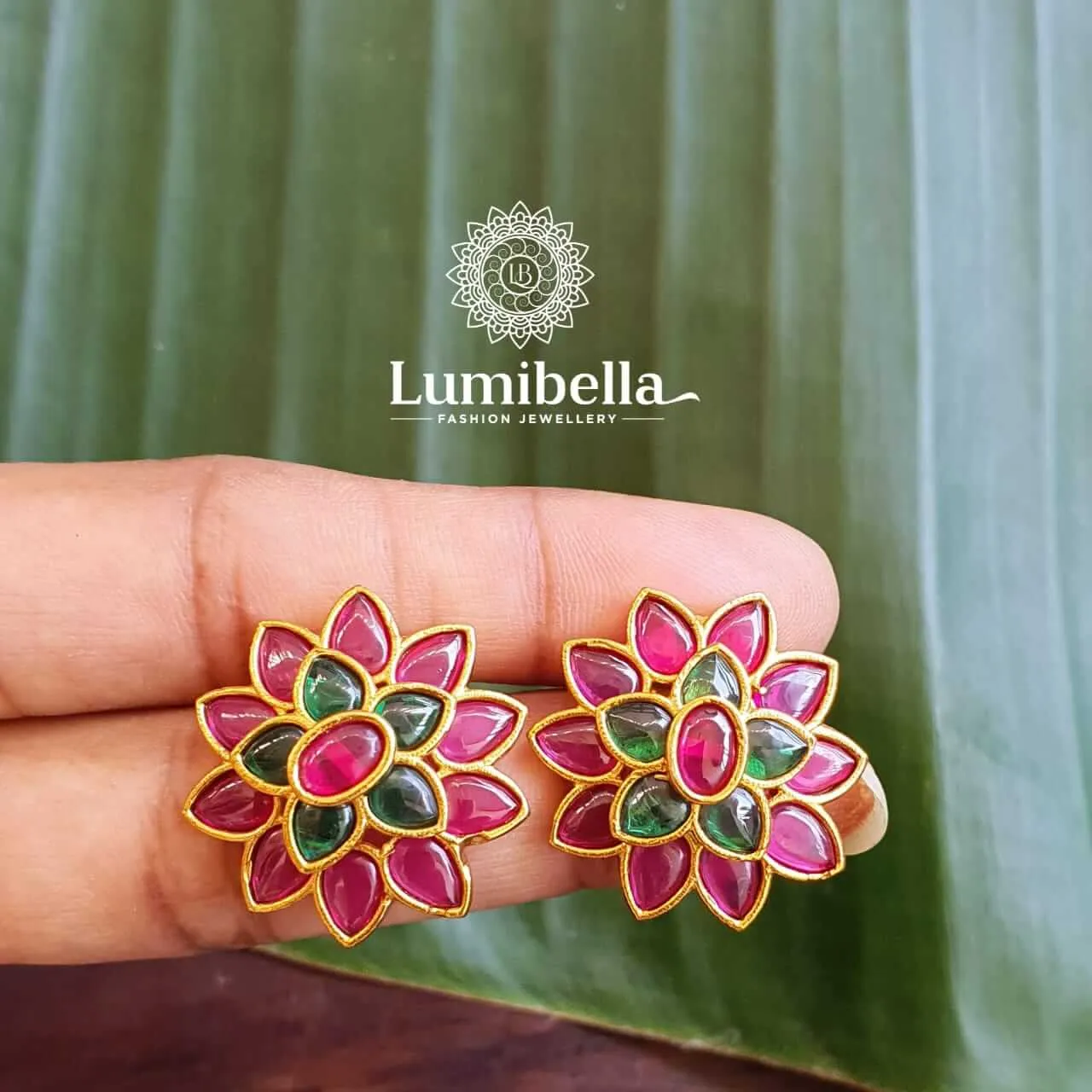 Floral AD Gold Studs