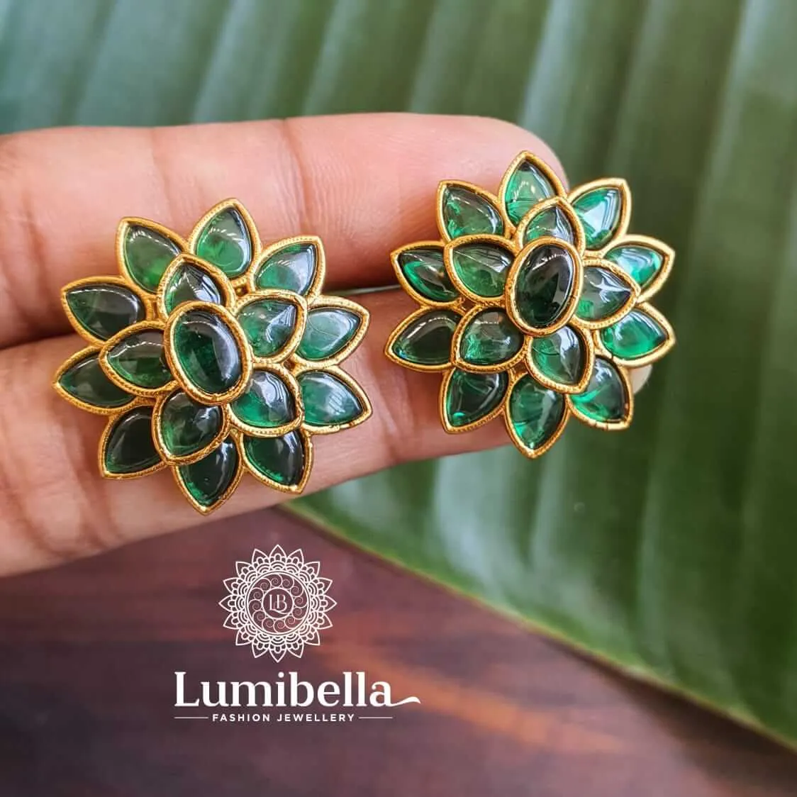 Floral AD Gold Studs