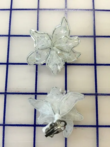 Flower Clips White  Pairs Close-Outs