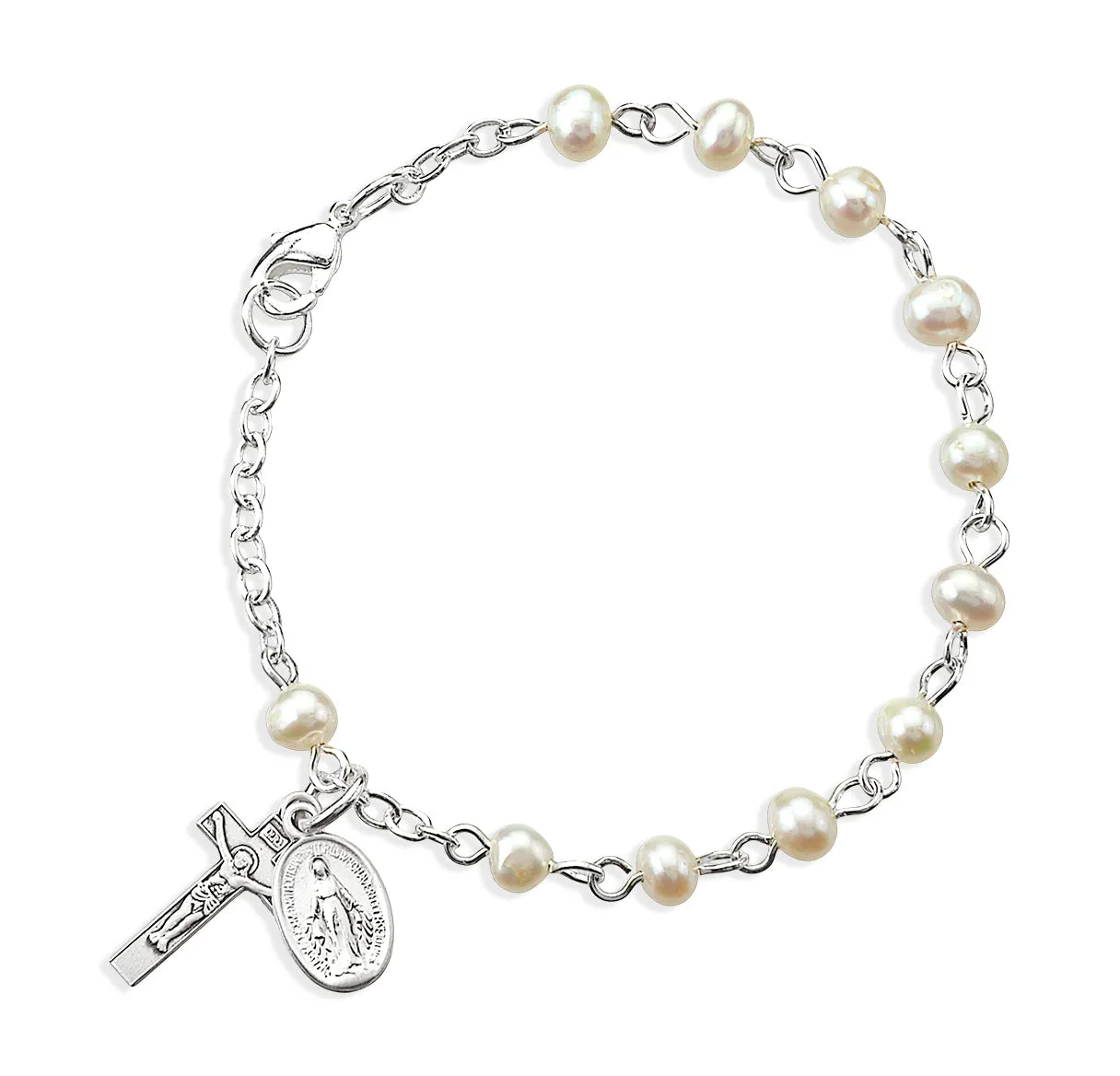 Freshwater Pearl Rosary Bracelet - BR7400WT