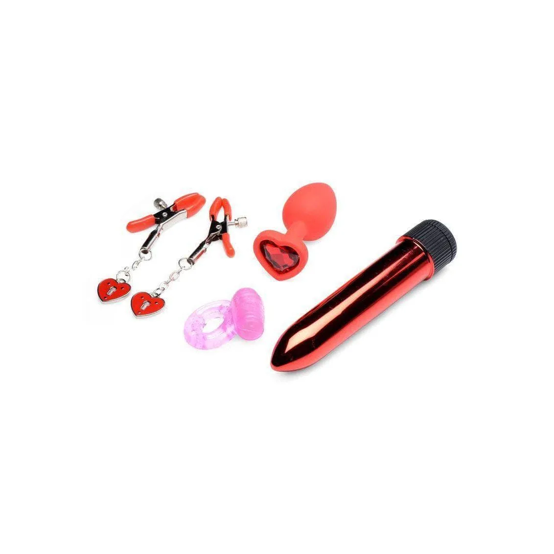 Frisky Passion Heart 4 Piece Kit - Red/Black