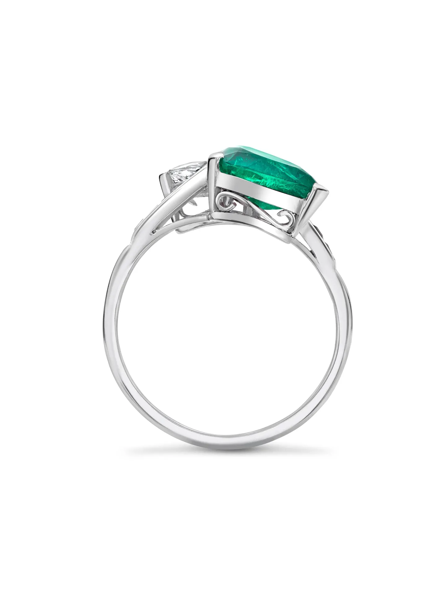 Gemini Emerald Diamond Platinum Ring