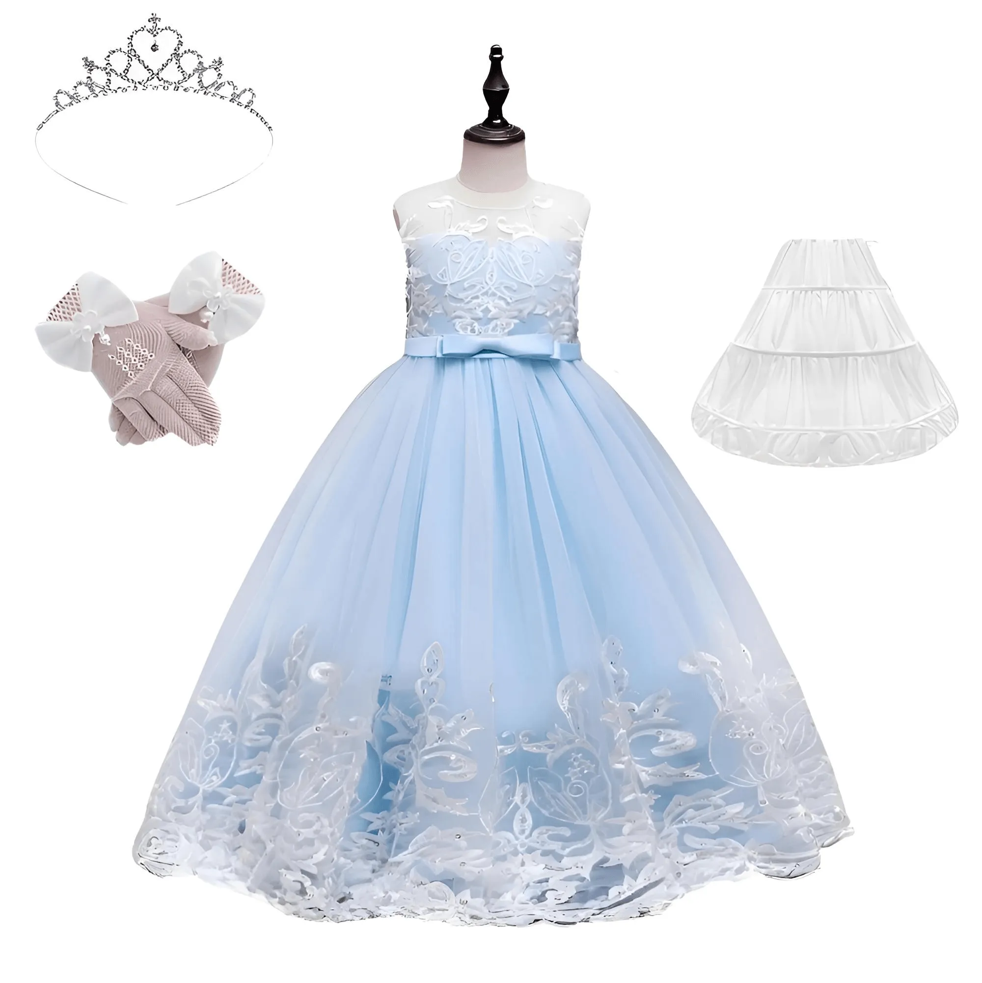 Girl's Formal Occasion Dress - With FREE Tiara, Gloves & Petticoat!