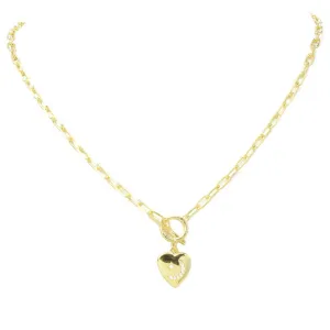 Gold Cubic Zirconia Heart & Moon Linked Pendant Necklace