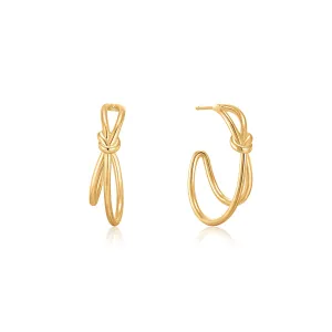 Gold Knot Stud Hoop Earrings