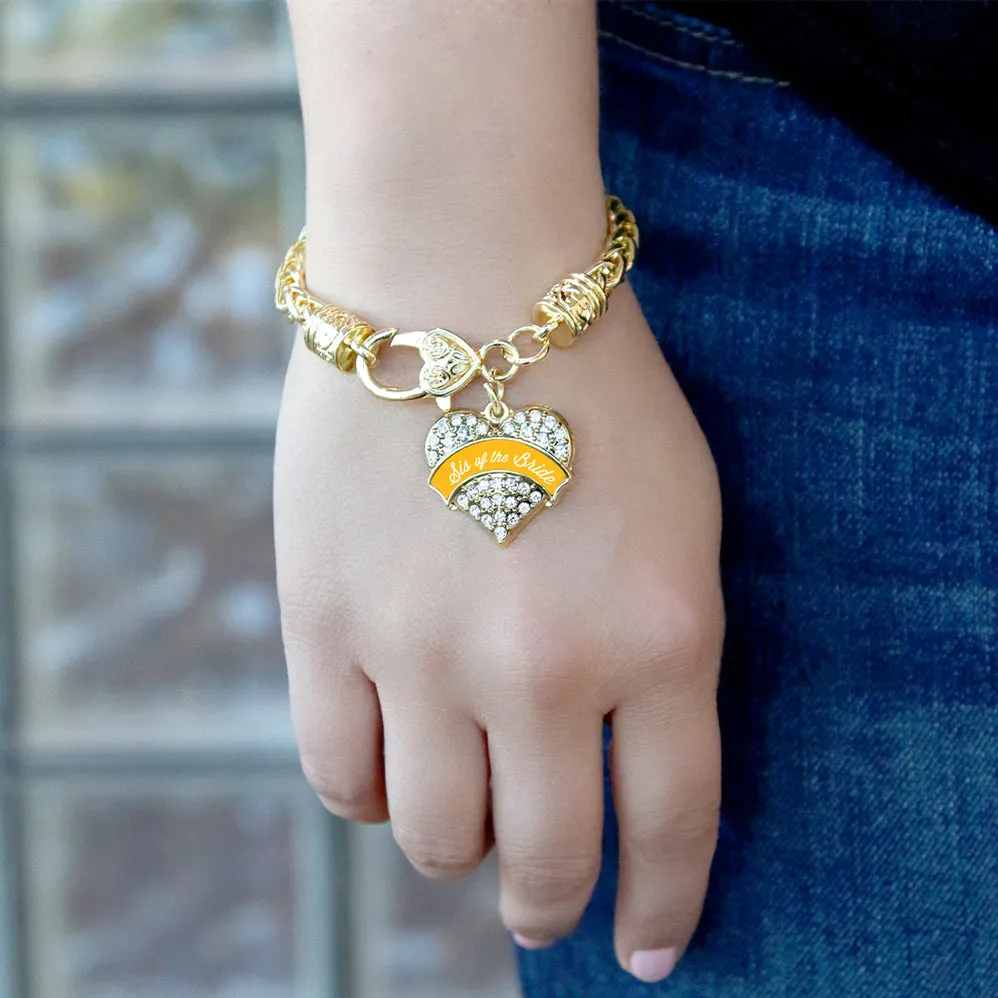 Gold Marigold Sis of the Bride Pave Heart Charm Braided Bracelet